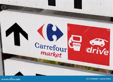 Carrefour Market Drive Supermarket Sign Text And Logo Of French Store