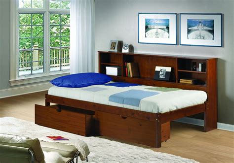 Daybed With Bookcase Headboard And Storage Drawers Bookcase Bed Bed