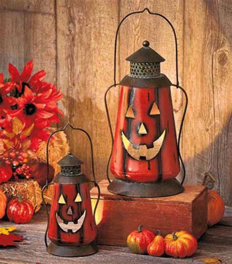 Halloween Pumpkin Lantern Metal Autumn Fall Home Decor Indoor Outdoor