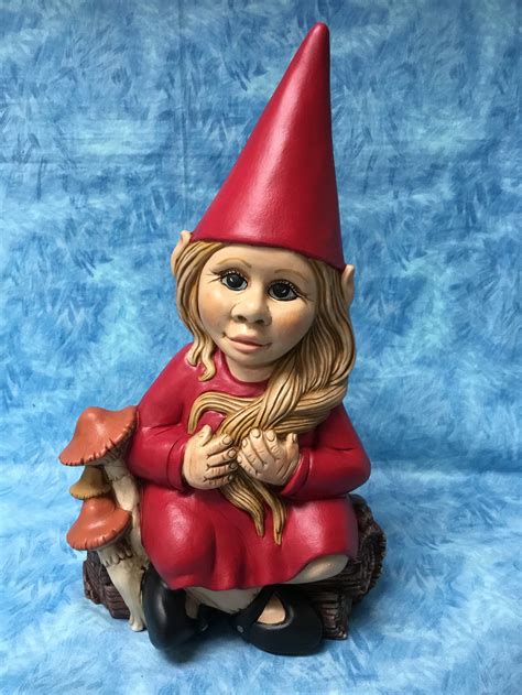 Girl Gnome Handcrafted Gnome Red Gnome Girl Gnome On Etsy