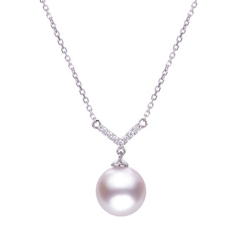 Akoya Cultured Pearl Diamond V Necklace Snyder Jewelers