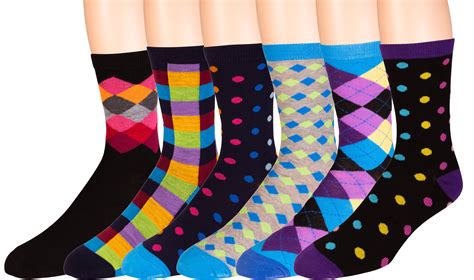 zeke men s pattern dress funky fun colorful socks 6 assorted patterns size 10 13 6 pairs