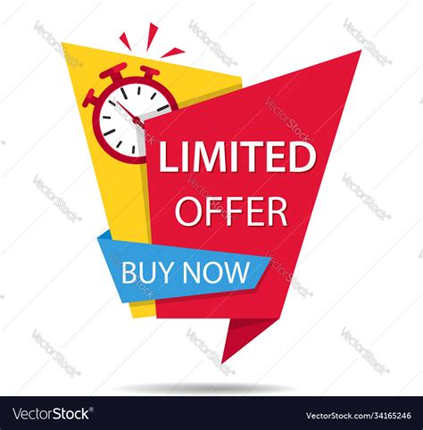 Offer Time For Sale Promotion Icon With Clock Vector Image