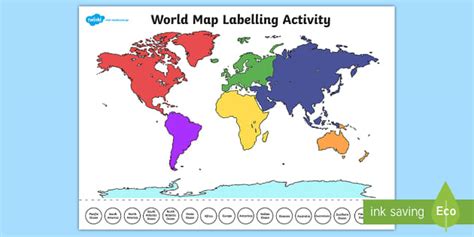 Map Of The World For Kids To Label