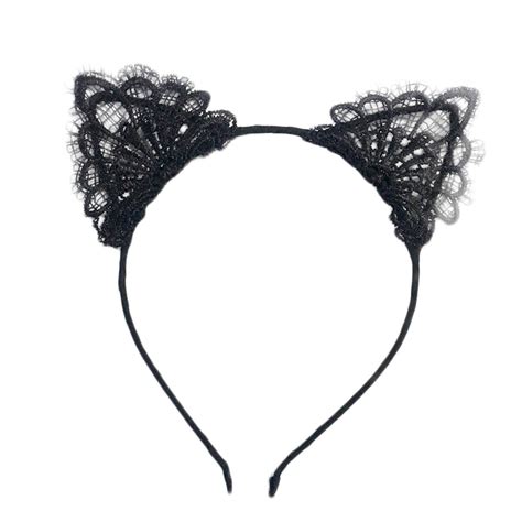Fashion Sexy Black Lace Cat Ears Headband Wedding Photography Portrait