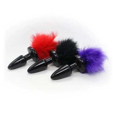Rabbit Tail Butt Plugs Metal Anal Plug Silicone Toys Short Authentic Feather Tails Plug Sex Toy