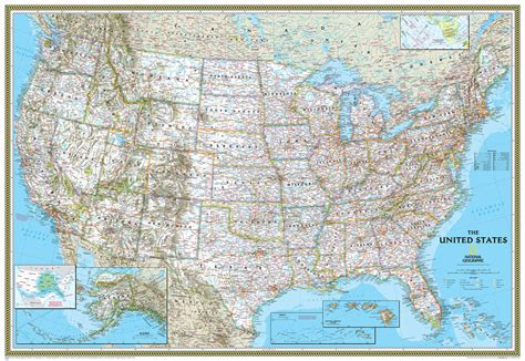 National Geographic United States Classic Wall Map Mural