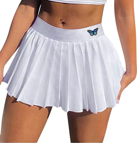 ukkd jupe de tennis jupe plissée blanche pour femmes femme courte taille Élastique mini jupes