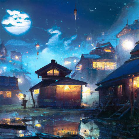 Artstation Samurai Village Night Time