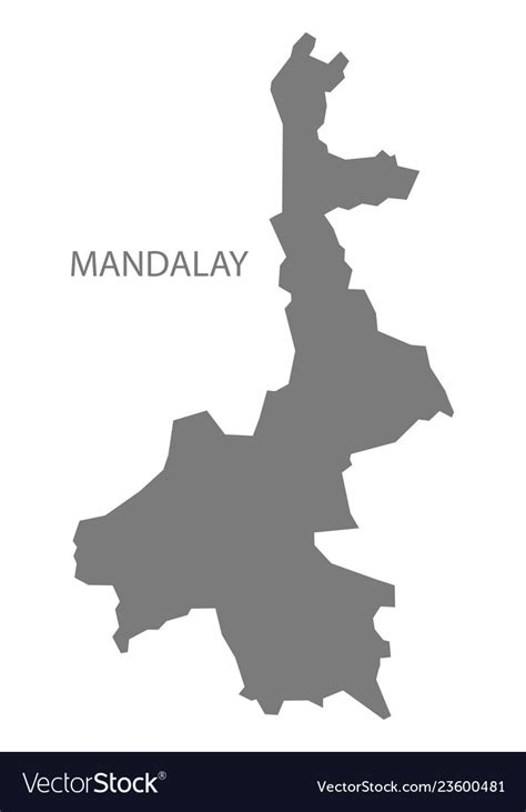 Mandalay Myanmar Map Grey Royalty Free Vector Image