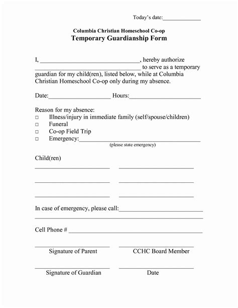 Free Temporary Guardianship Form Template New Temporary Guardianship