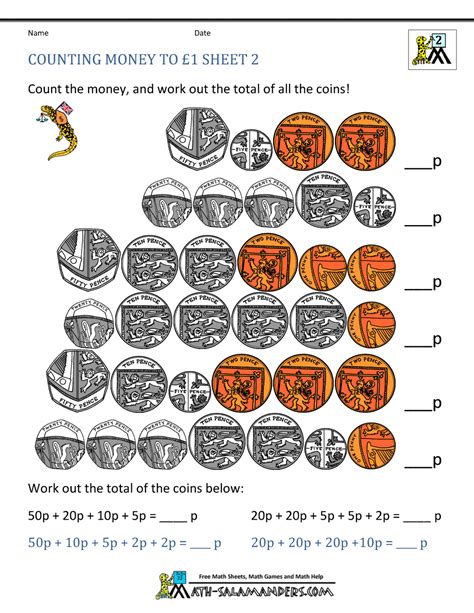 Free Money Worksheets Uk Coins