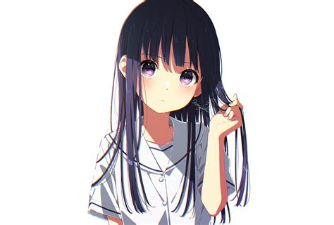 Download 1680x1050 Anime School Girl Cute Black Hair Blushes Long