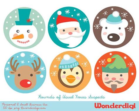 Mix them with traditional holiday decorations. Christmas Clipart Round Christmas Character Circles DIY ...