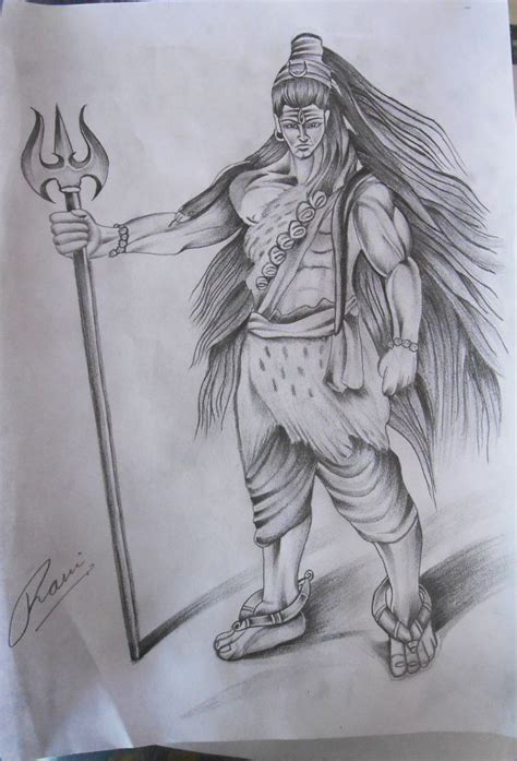 Angry Lord Shiva Pencil Sketch
