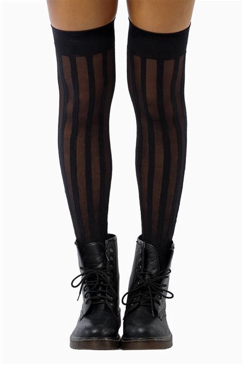 Sheer Stripes Stockings In Black 16 Tobi Us