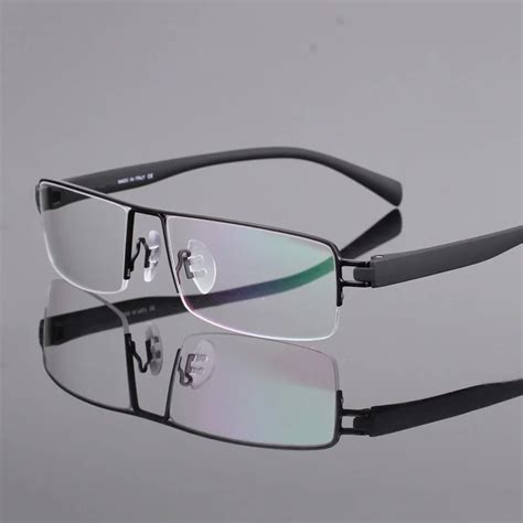 titanium alloy oversized glasses frame men half rim optical spectacles myopia prescription