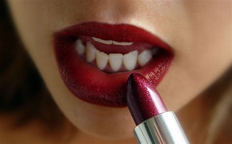 Wallpaper Face Women Model Closeup Red Lipstick Lips Mouth