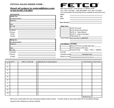 food order form template addictionary