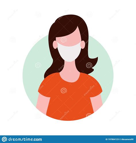 Girl Character With Face Mask Stock Vector Illustration Of Woman