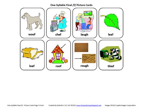 Testy Yet Trying Final F Free Speech Therapy Articulation Picture Cards