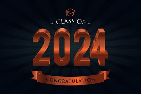 Klasse Von 2024 Herzlichen Glückwunsch Absolventen 3d Schriftzug Mit