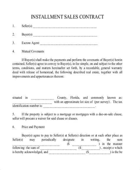 Free 12 Sample Installment Sales Contracts In Ms Word Pdf Pages