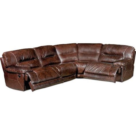 Brown Leather Match 4 Piece Power Reclining Sectional Rc Willey
