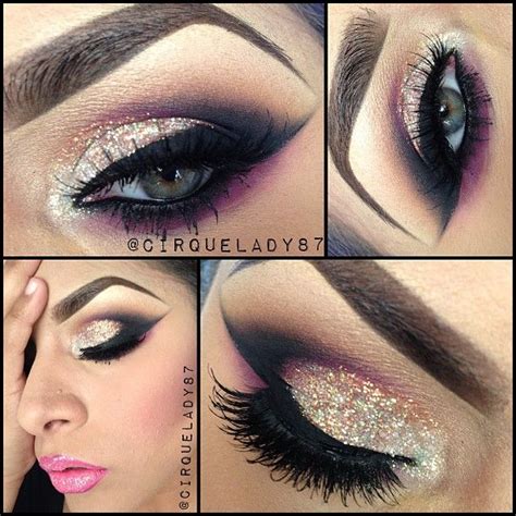 Cat Eye Makeup Make Up Eyeliner Glitter Black Pink
