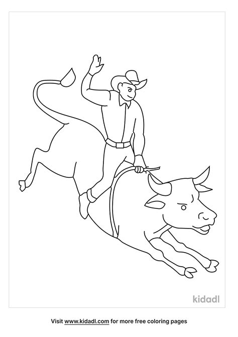 Man Riding A Bull Coloring Page Free Outdoors Coloring Page Kidadl