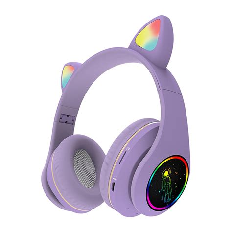 Purple Cat Ear Headphones Ubicaciondepersonascdmxgobmx