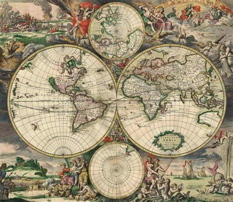 Mappa mundi is drawn on a single sheet of vellum (calf skin) measuring 64 × 52 inches (1.58 × 1.33 digital images of the mappa mundi (the complete map or any part of it) are available from the. Mapa Mundi Antigo 1650 | Tela para Quadro | Decoração ...