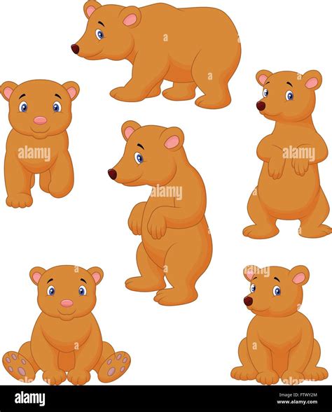Cute Brown Bear Cartoon Collection Stock Vector Image And Art Alamy