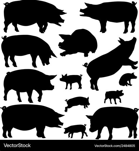 Pig Silhouettes Royalty Free Vector Image Vectorstock