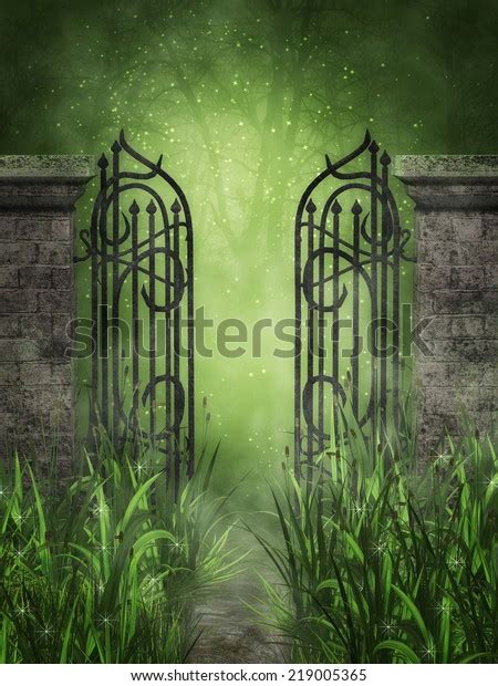 Fantasy Image Gate Forest Thicket Stock Illustration 219005365