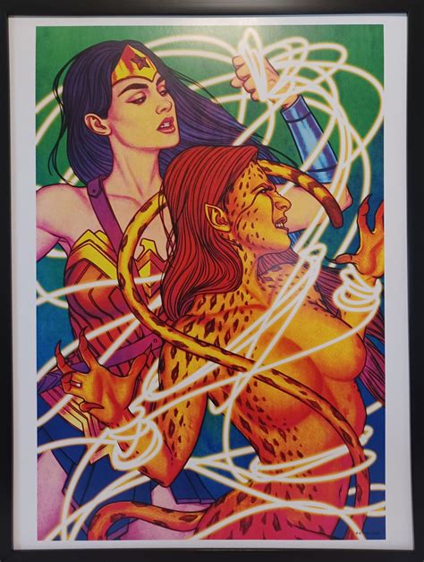 Wonder Woman Vs Cheetah By Jenny Frison Framed 12x16 Art Print Dc Comi