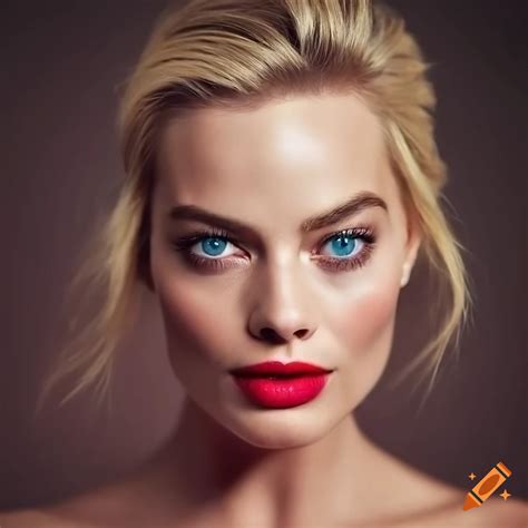 Portrait Of A Beautiful Woman With Blond Hair And Blue Eyes