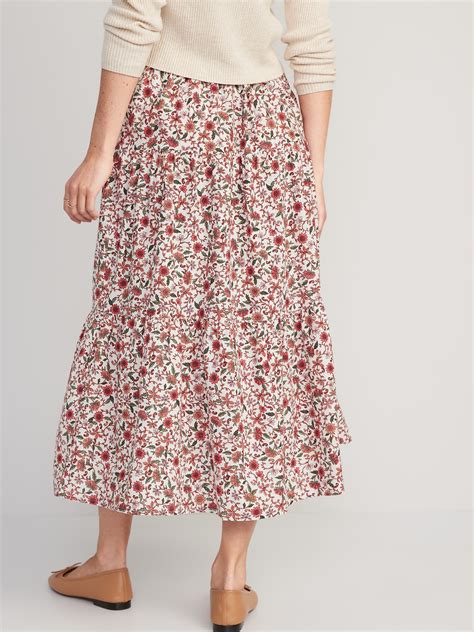 Floral Print Tiered Button Front Maxi Skirt For Women Old Navy