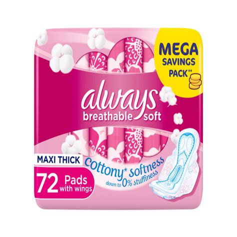 Always Cottony Softness Maxi Thick Pads With Wings Large 72pcs Online