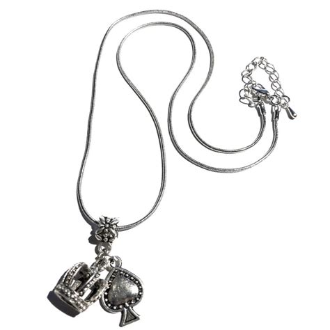Qos Queen Of Spades Silver Crown Charm Necklace V3 Cuckold Jewelry