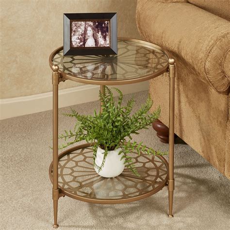 Luciano Satin Gold Two Tier Round Accent Table
