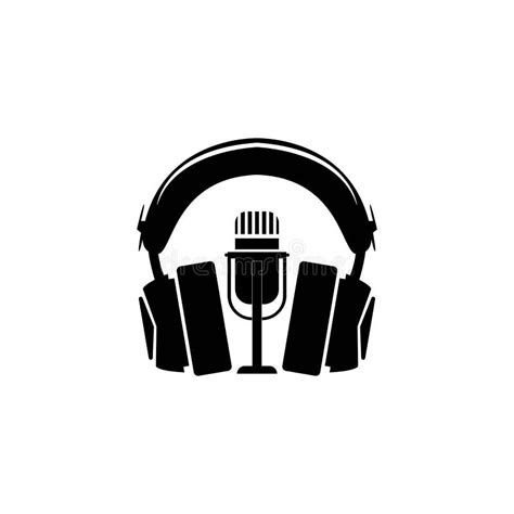 Simple Mic Microphone Headphones Waveform Sound Wave For Podcast Radio
