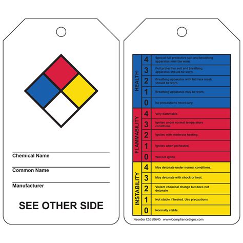 Nfpa Diamond Hazardous Material Hazmat Tags