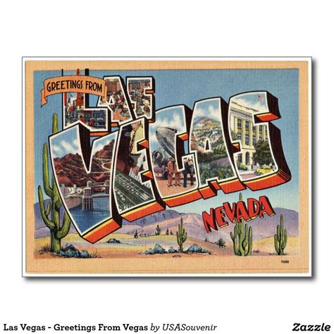 Las Vegas - Greetings From Vegas Postcard | Las vegas, Old vegas, Vegas