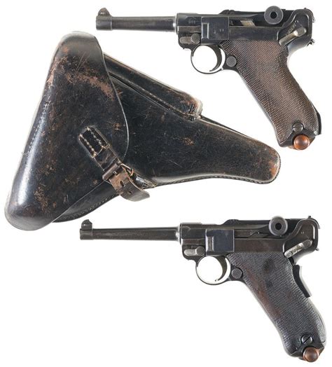 Two Luger Semi Automatic Pistols A Erfurt 1917 Production Luge Rock