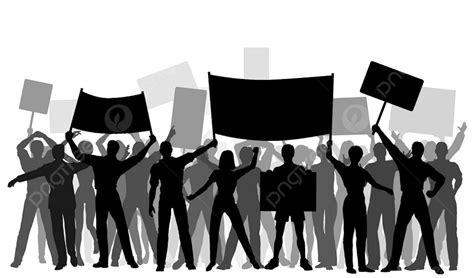 Protester Silhouette Transparent Background Protester Group Banner