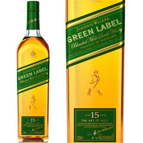 Johnnie walker green label, a perfectly balanced scotch whisky with a bold flavour and a distinctive smokiness. Johnnie Walker Green Label 15 Year Old Blended Scotch 750ml
