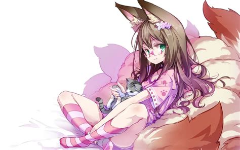 Female Anime Character Holding Cat Wallpaper Anime Girls