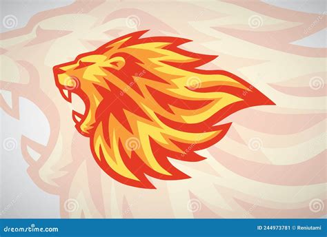 Lion Head Flame Heat Fire Burning Esports Sport Beast Mascot Logo
