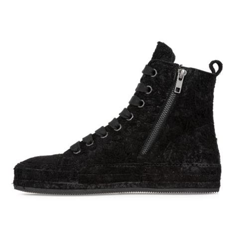 Black W Suede Leather High Top Sneakerswolfensson
